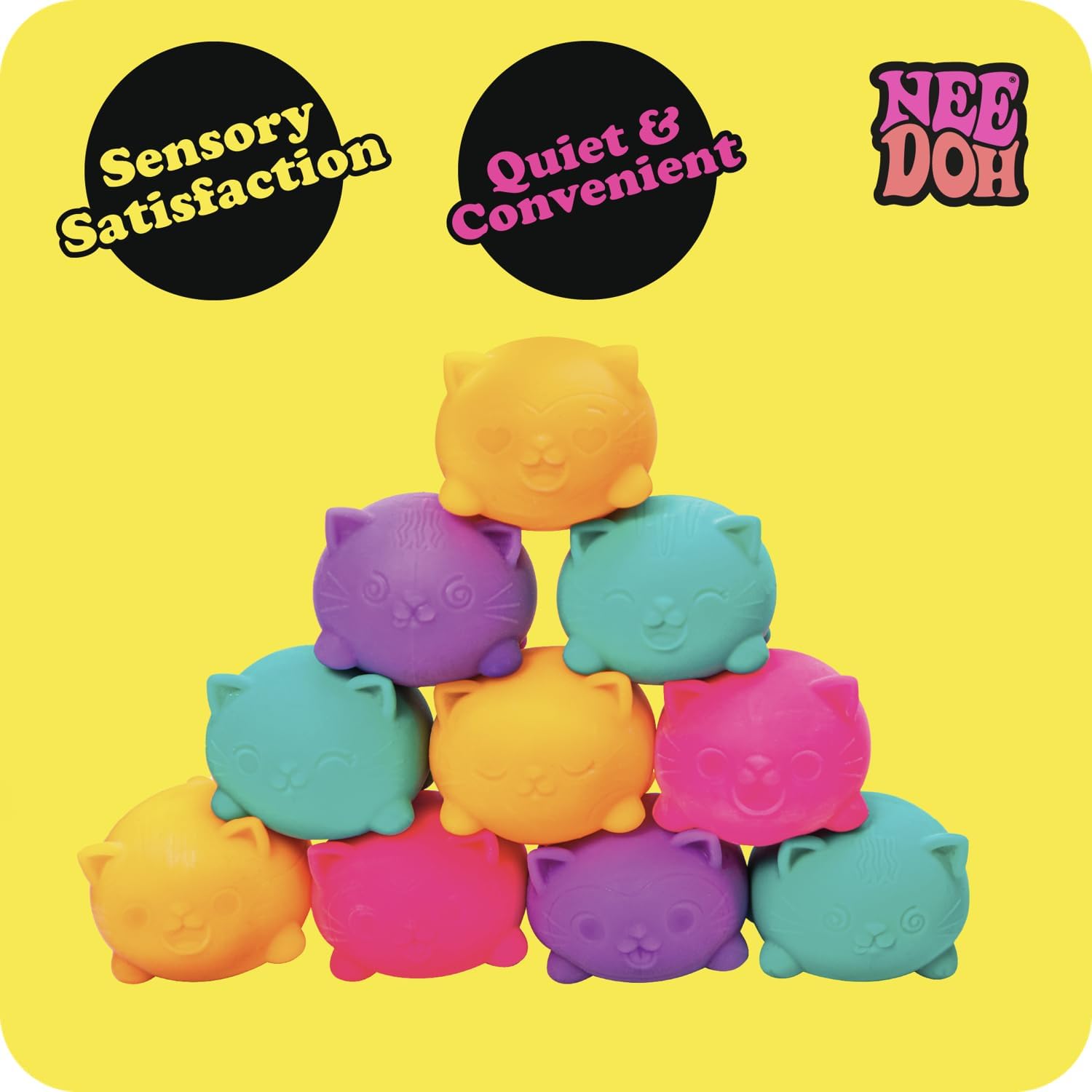 Schylling NeeDoh Teenie Cool Cat - Sensory Squeeze Toy - Contains 3 Mini Groovy Globs - 1.5 Wide - Color May Vary (Pack of 1) - Image 2
