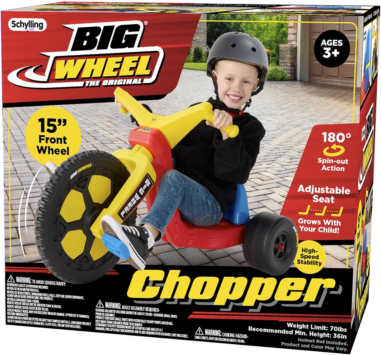 Schylling Big Wheel Chopper - BWCHP - Low-Riding Tricycle with Adjustable Seat for Growing Child up to 70 lbs. - Original Classic Bike - Ages 3 and Up - Image 6